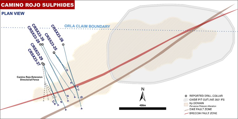 Figure 1: Camino Rojo Plan View Showing Location of Reported Drill Holes