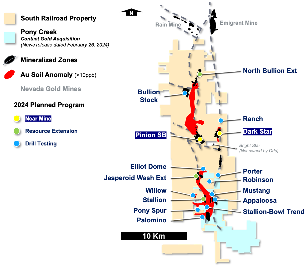 Figure 1: Property Map with 2024 Drill Targets
