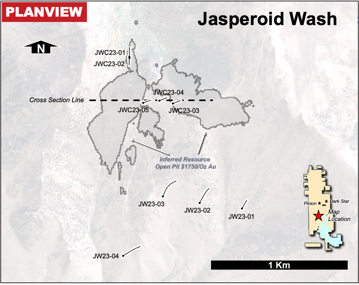 Figure 5: Jasperoid Wash 2023 drill hole locations.
